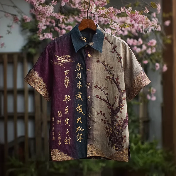 Flelix Artistic Blossom Calligraphy Shirt – Premium Ethnic Designer Wear