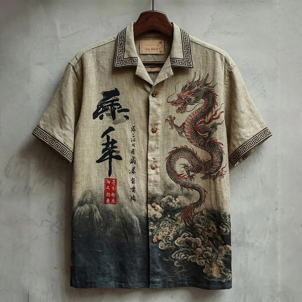 Flelix Imperial Dragon Calligraphy Shirt – Premium Asian Style Designer Wear