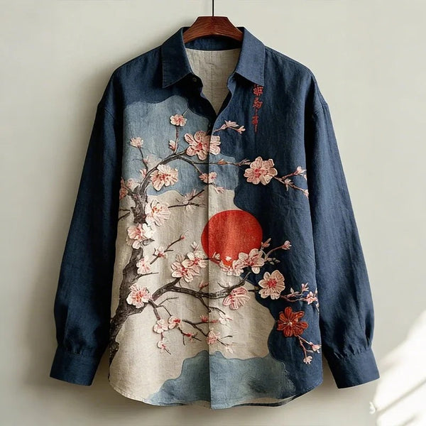 Flelix Sakura Sunrise Harmony Shirt – Premium Asian Art Designer Wear